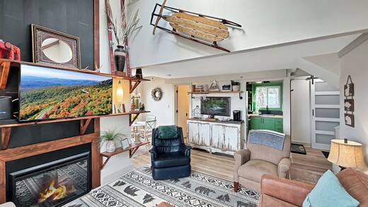 Fireplace in the one bedroom condo